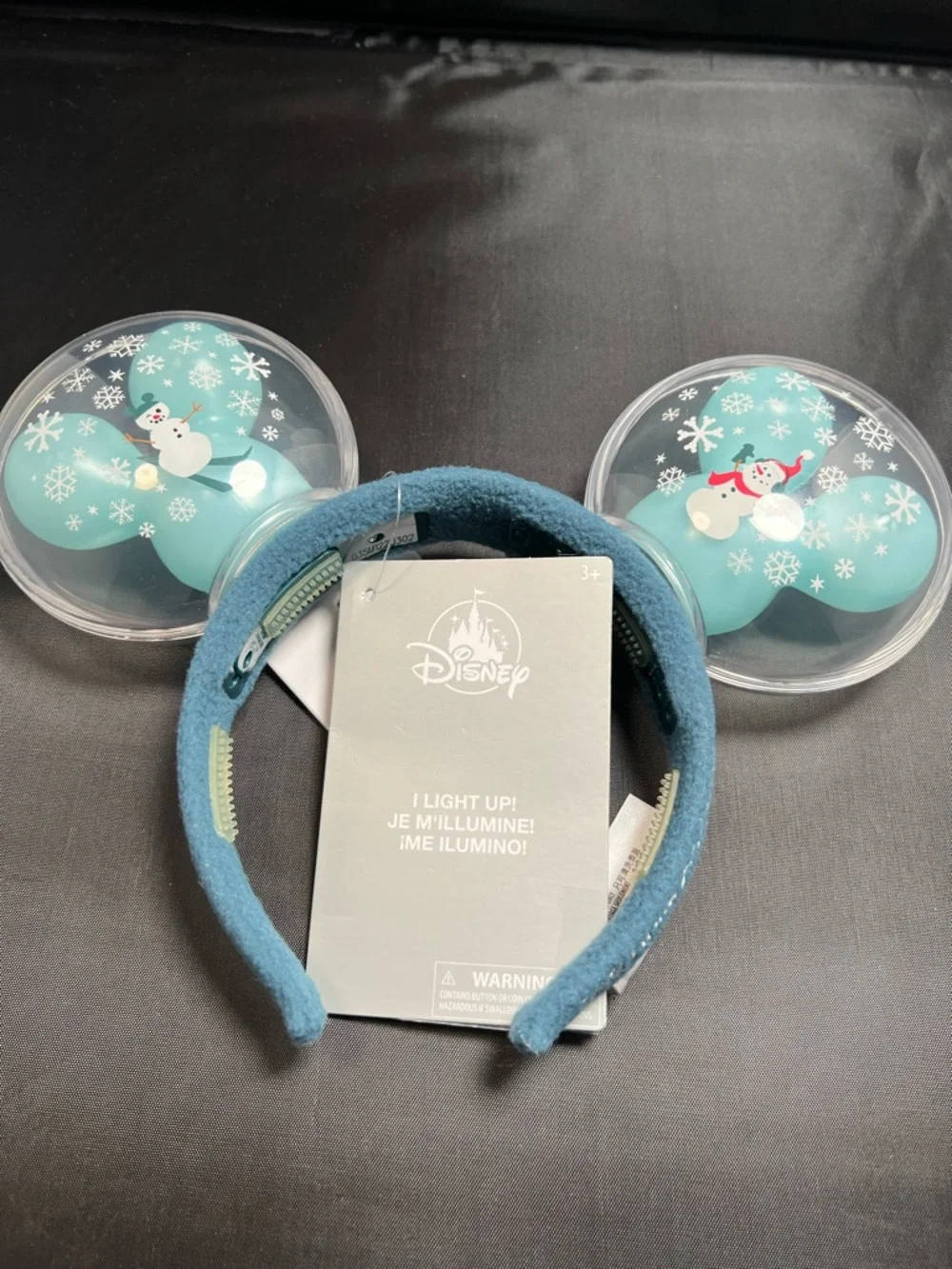 Disney Light-Up Snowman Minnie Mouse Ears Headband Winter Holiday Blue - Picture 3 of 5